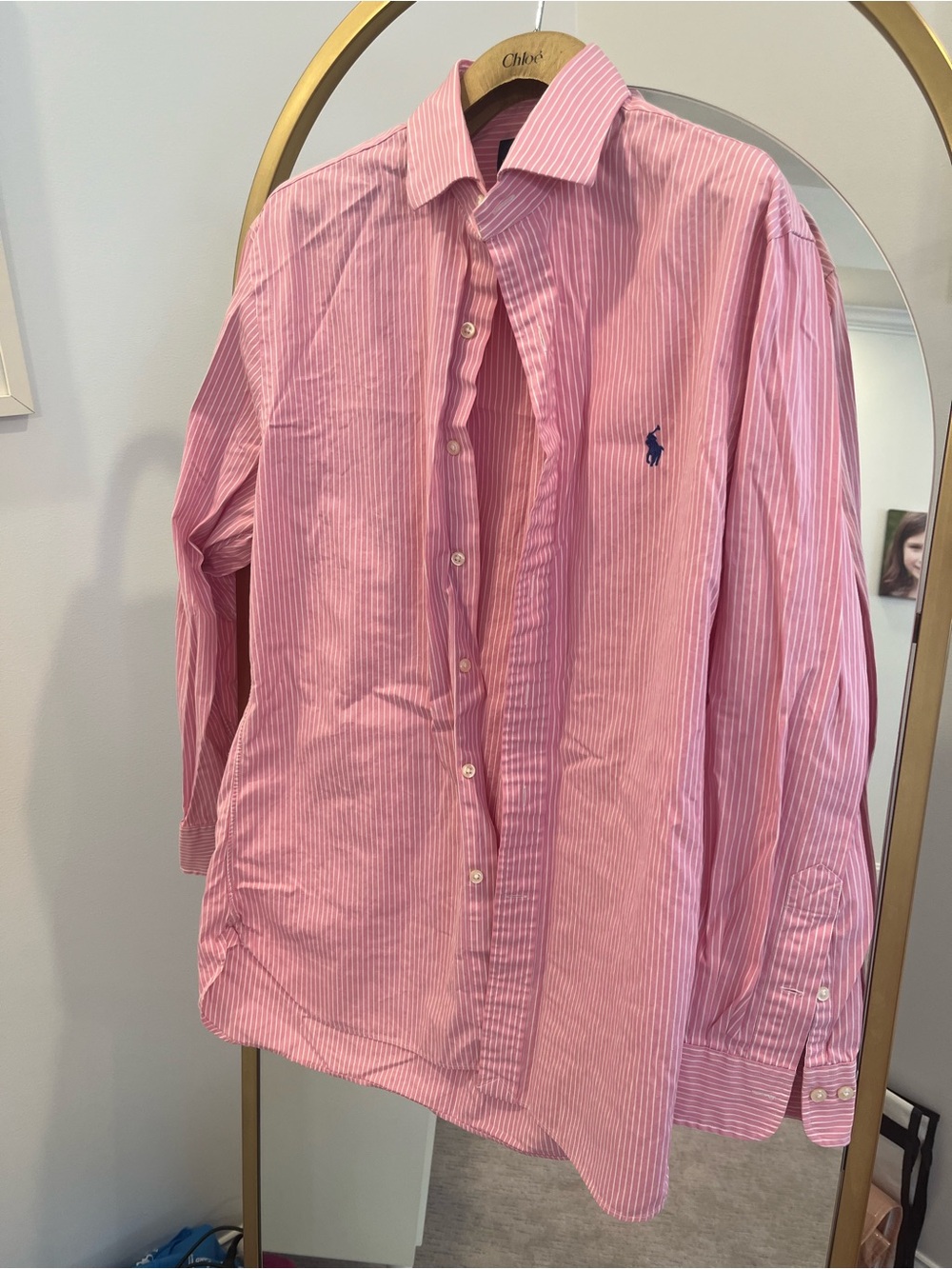 Ralph Lauren Pink Striped Oxford Button-Down Shirt Slim Fit